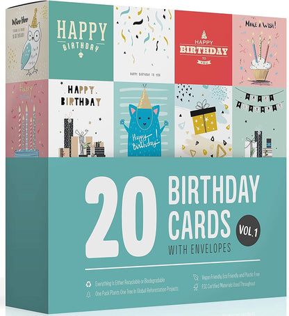 Birthday Cards Multipack of 20 Assortment