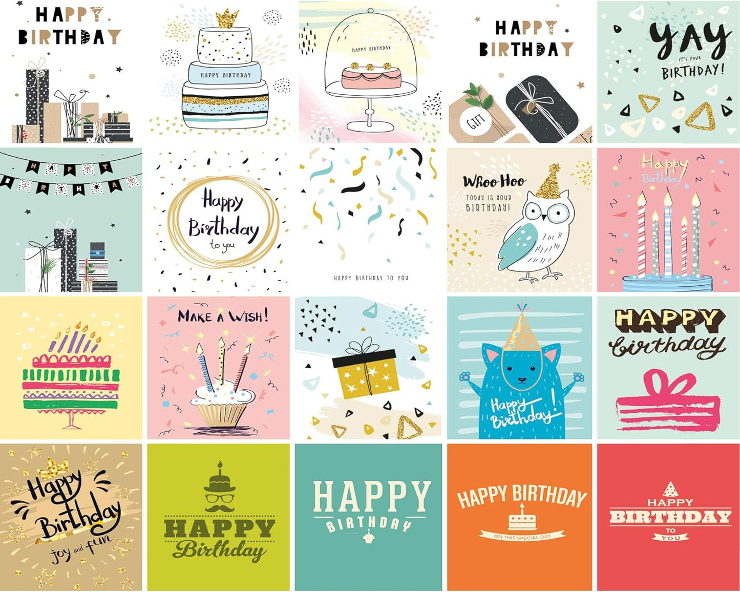 Birthday Cards Multipack of 20 Assortment