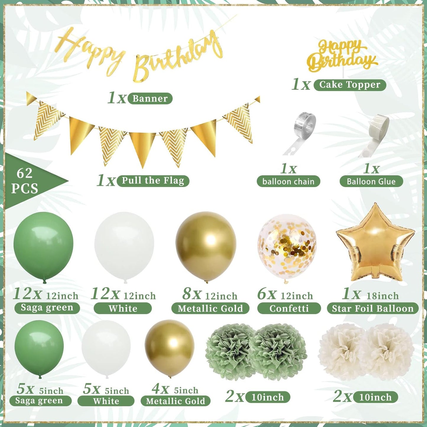 Birthday Decoration - Olive Green