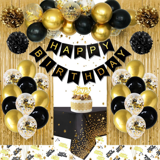 Birthday Decoration Black & Gold