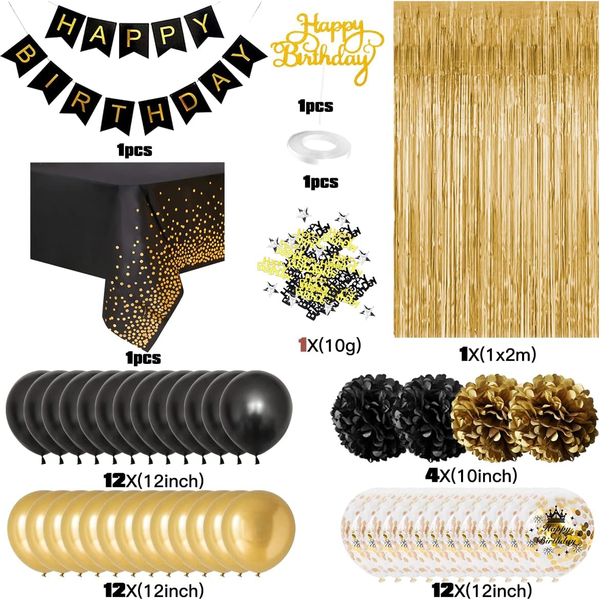 Birthday Decoration Black & Gold