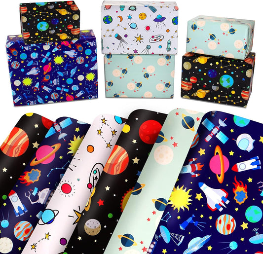 Kids Wrapping Paper Sheets - Rocket & Space