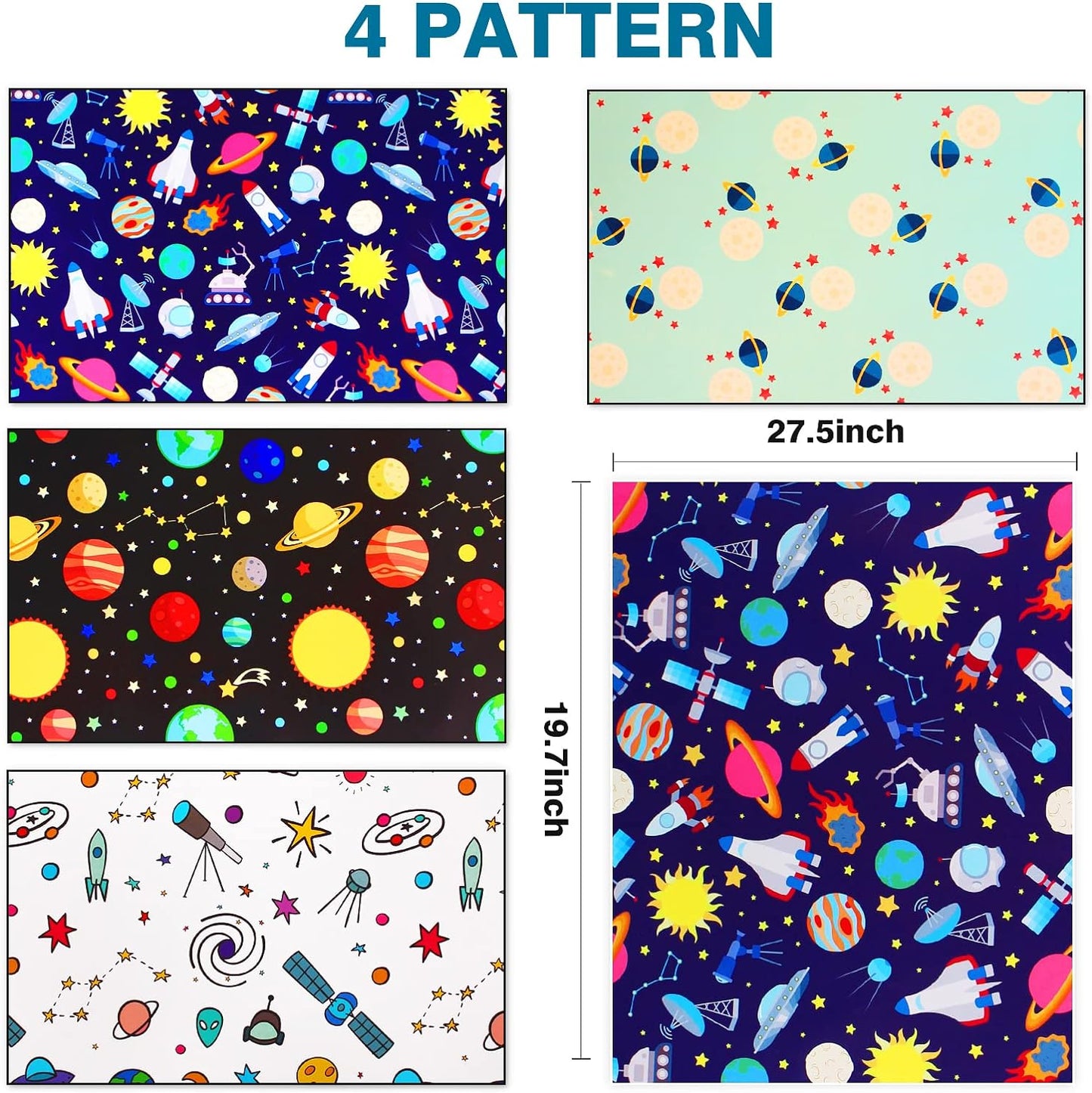 Kids Wrapping Paper Sheets - Rocket & Space