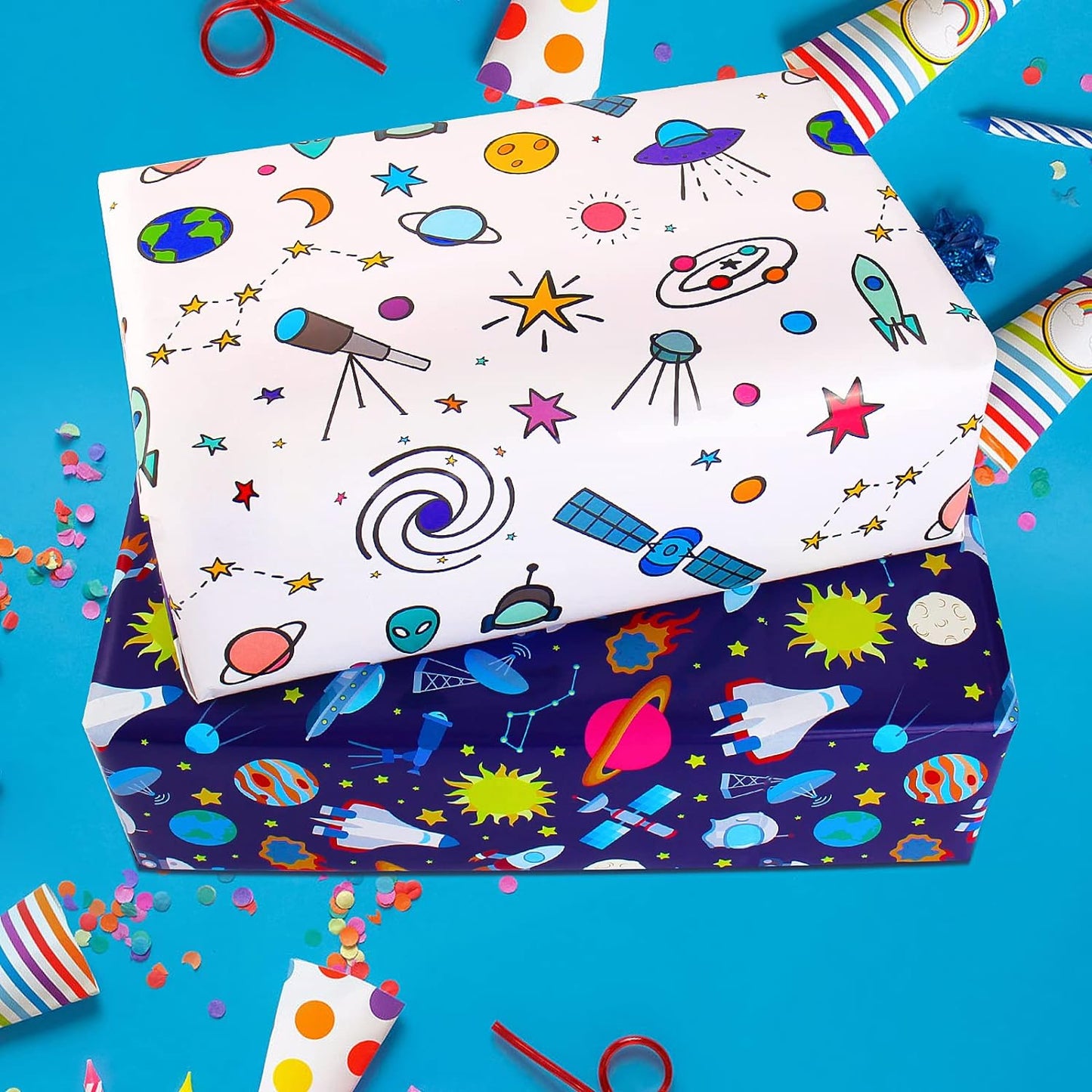 Kids Wrapping Paper Sheets - Rocket & Space