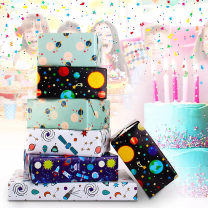 Kids Wrapping Paper Sheets - Rocket & Space