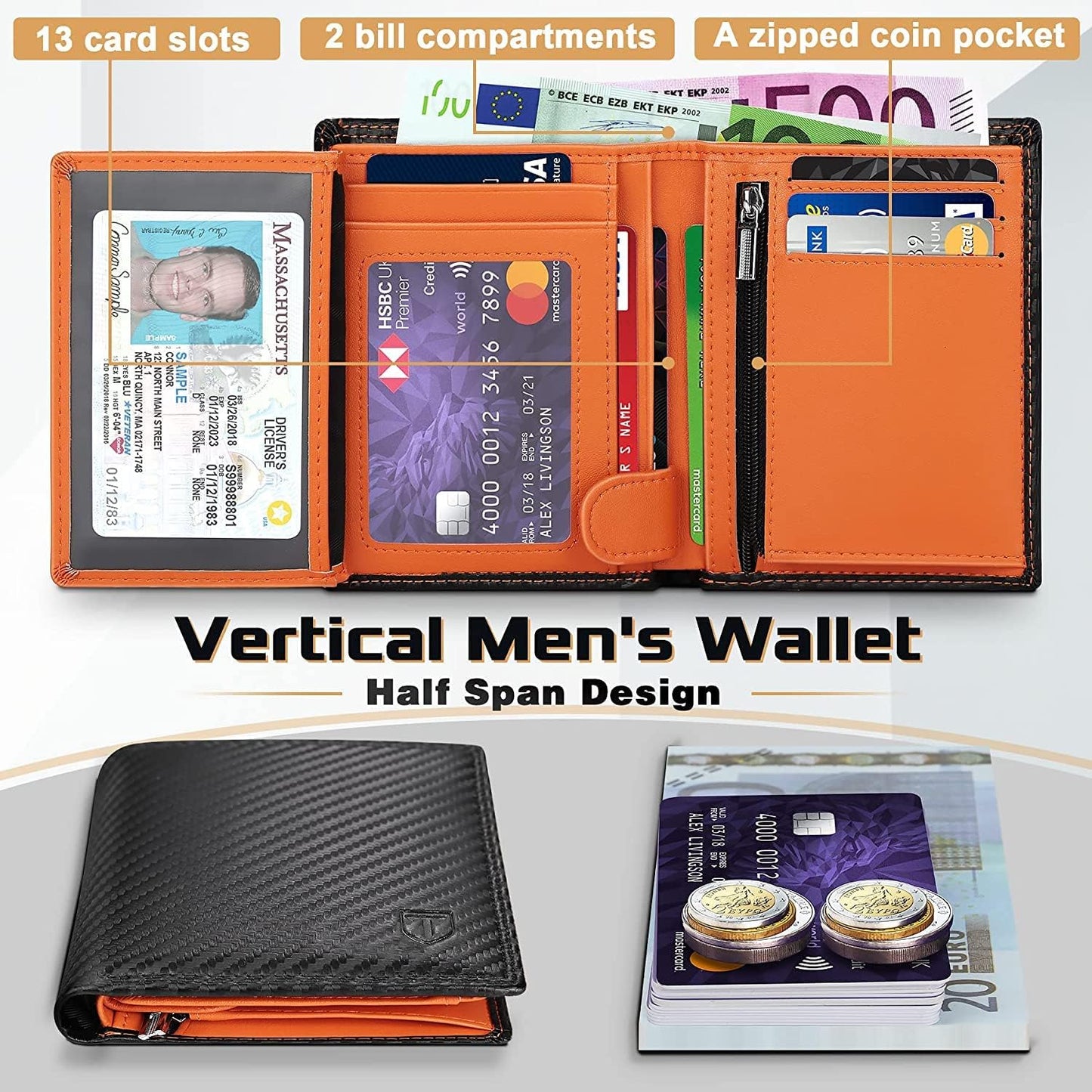 RFID Blocking Carbon Fibre Leather Wallet Gift Set