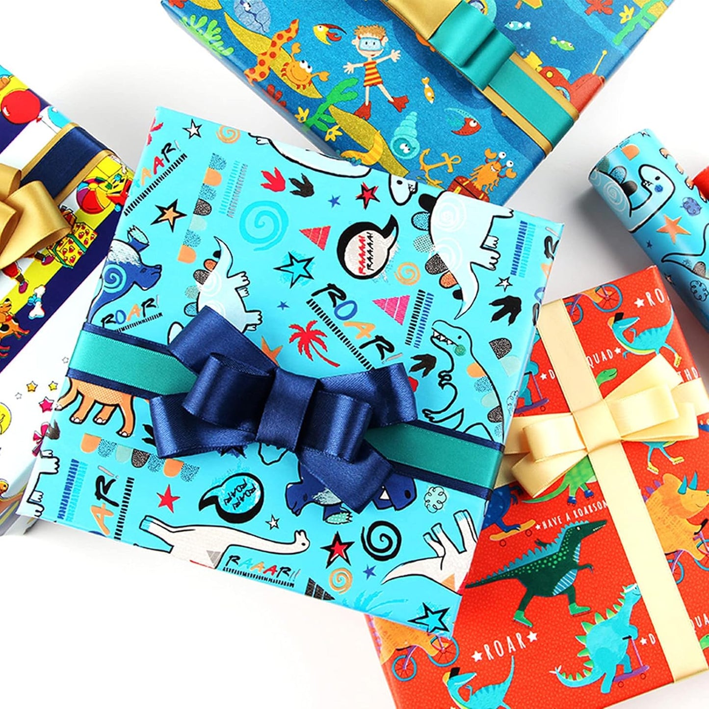 Kids Wrappingg Paper Sheets - Dinosours