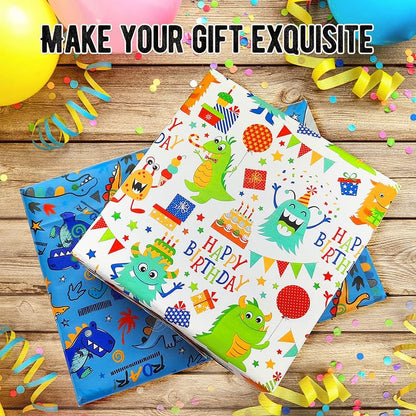 Kids Wrappingg Paper Sheets - Dinosours