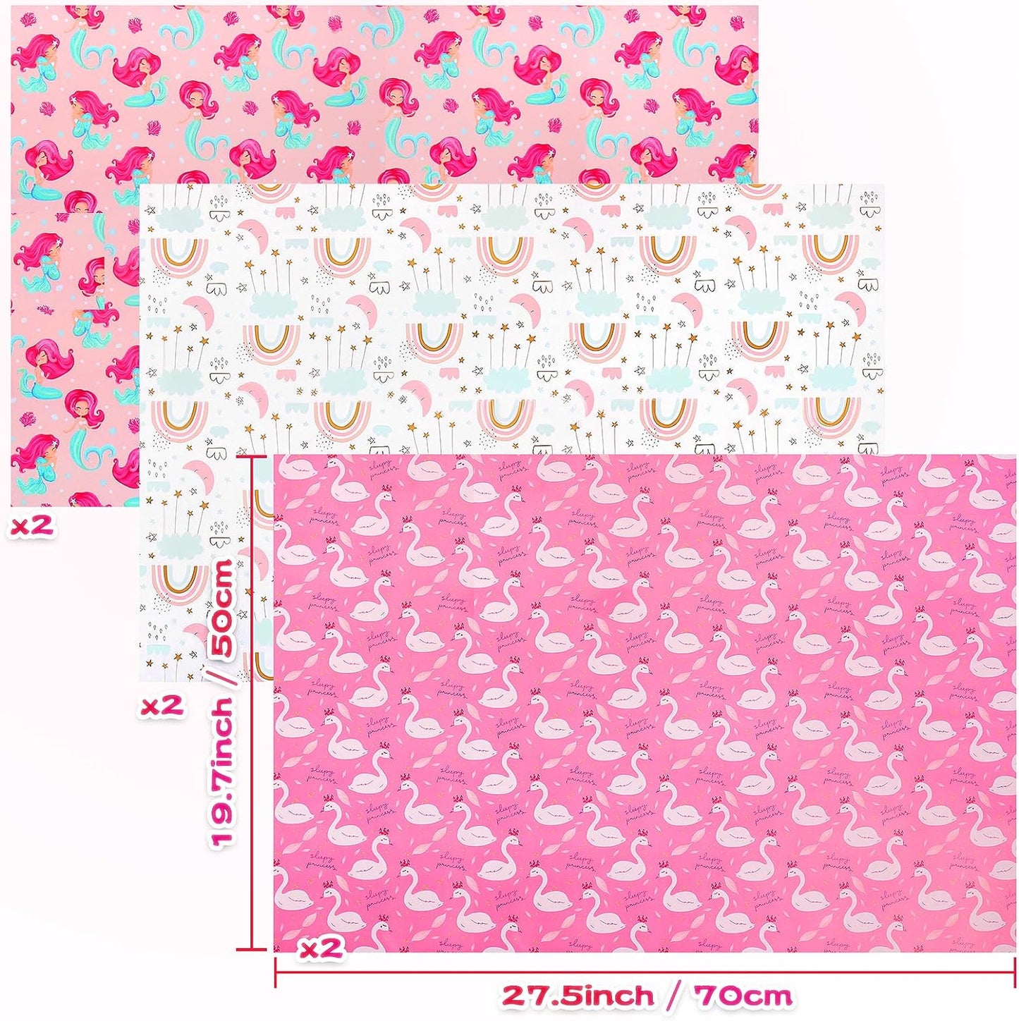 Kids Wrapping Paper Sheets - Pink Princess