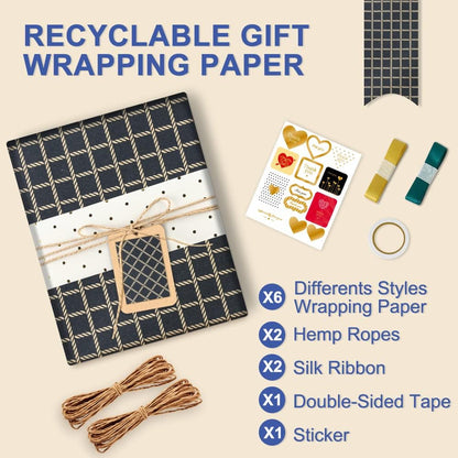 Wrapping Paper Sheets - Blue Geometrics