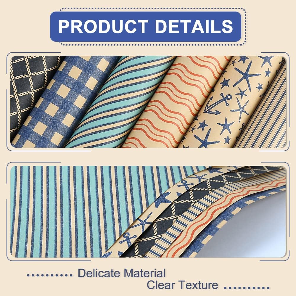 Wrapping Paper Sheets - Blue Geometrics