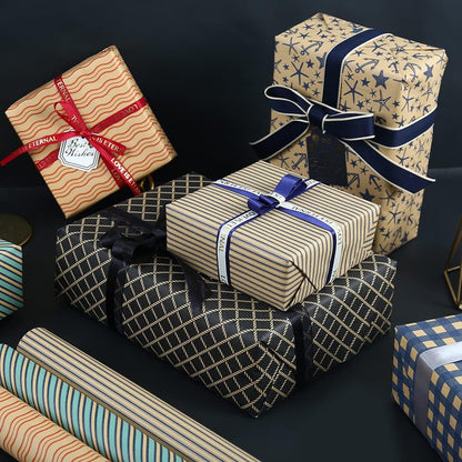 Wrapping Paper Sheets - Blue Geometrics